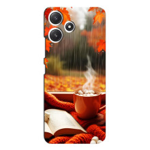 Чехол с уникальным дизайном «Осень с кофе» для Xiaomi POCO M6 – Кофе и дождь