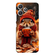Печатный чехол «Зверята с кофе» для Xiaomi POCO M6 – Белка с кофе