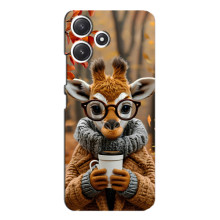 Печатный чехол «Зверята с кофе» для Xiaomi POCO M6 – Жираф с кофе