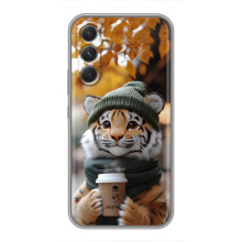 Печатный чехол «Зверята с кофе» для Xiaomi Poco M7 Plus – Тигр с кофе