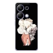 Чехлы (ART) Цветы на Xiaomi Poco M7 Pro 5G (VPrint) (Белые цветы)
