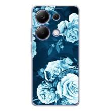 Чехлы (ART) Цветы на Xiaomi Poco M7 Pro 5G (VPrint) (Голубые Бутоны)