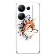 Чехлы с картинкой Лисички для Xiaomi Poco M7 Pro 5G (VPrint) (Лисичка в цветочках)