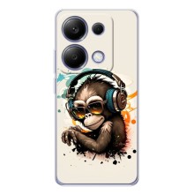 Чехол с Обезьянами Xiaomi Poco M7 Pro 5G - (AlphaPrint) (Макака в наушниках)