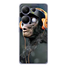 Чехол с Обезьянами Xiaomi Poco M7 Pro 5G - (AlphaPrint) (В наушниках)