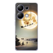 Новогодние, Праздничные Чехлы для Xiaomi Poco M7 Pro 5G - 2024 год (Санта на луне)