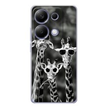 Силиконовый чехол с КАРТИНКАМИ лето для Xiaomi Poco M7 Pro 5G (AlphaPrint) (Жирафы в очках)