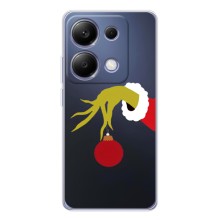 Зимние Чехлы для Поко М7 Про 5G - прозрачный фон (Гринч с игрушкой)