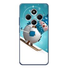 Новогодние Чехлы для Поко М7 (VPrint) (Снеговик на лыжах)
