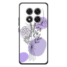 Силиконовый чехол с принтом в цветах на Xiaomi Poco M8 Pro (Фиолетовый букет)