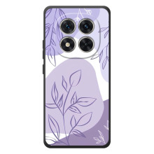 Силиконовый чехол с принтом в цветах на Xiaomi Poco M8 Pro (Фиолетовый дизайн)