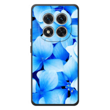 Силіконовий бампер з принтом (квіточки) на Xiaomi Poco М8 Про (Сині квіти)