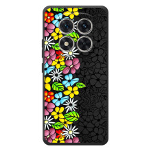 Силіконовий бампер з принтом (квіточки) на Xiaomi Poco М8 Про (Яскраві квіти на чорному)
