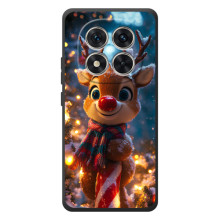 Яркий чехол для Xiaomi Poco M8 Pro с Зимними Оленятами – Олень в шарфе