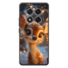Яркий чехол для Xiaomi Poco M8 Pro с Зимними Оленятами – Оленёнок среди гирлянд