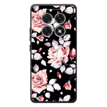 Чехлы с Цветами для Xiaomi Poco M8 (VPrint) (Цветочки на черном)