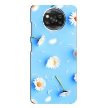 Чохол з Квітами для Xiaomi POCO X3 Pro (ромашки на блакитному)