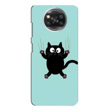 Чехол с милыми котиками на Поко X3 Про (Черный кот)
