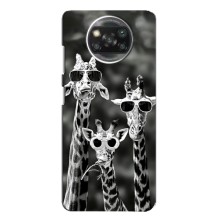 Силиконовый чехол с КАРТИНКАМИ лето для Xiaomi POCO X3 Pro (AlphaPrint) (Жирафы в очках)