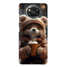 Печатный чехол «Зверята с кофе» для Xiaomi POCO X3 Pro – Мишка с кофе