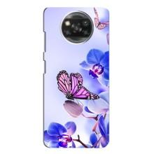 Чехлы с Цветами для Xiaomi POCO X3 (VPrint) (Бабочка на цветочке)