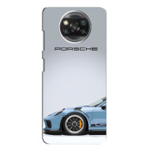 Чехол с авто Порше для Xiaomi POCO X3 – Голубой Порше
