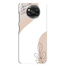 Силиконовый чехол с принтом в цветах на Xiaomi POCO X3 (Нюдовый дизайн)