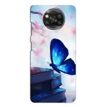 Силиконовый бампер с картинкой животных для Xiaomi POCO X3 (Бабочка синяя)