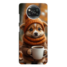 Печатный чехол «Зверята с кофе» для Xiaomi POCO X3 – Песик с кофе