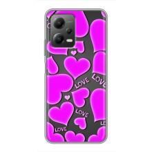 Чехлы для любимой на Поко Х5 (5Джи) (VPrint) (Pink hearts)