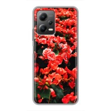 Чехлы с Цветами для Xiaomi POCO X5 (5G) (VPrint) (Цветы красные)