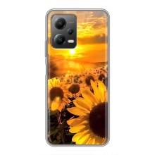 Чехол с Цветами для Xiaomi POCO X5 (5G) (поле подсолнухов)