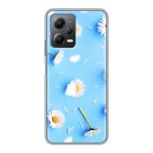 Чехол с Цветами для Xiaomi POCO X5 (5G) (ромашки на голубом)