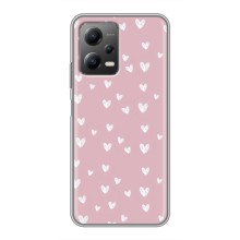 Чехол с розовым рисунком для Xiaomi POCO X5 (5G) (Сердечки на розовом)