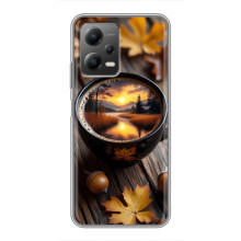 Чехол с уникальным дизайном «Осень с кофе» для Xiaomi POCO X5 (5G) – Тёмный кофе