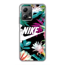 Силиконовый Чехол на Xiaomi POCO X5 (5G) с картинкой Nike (Цветочный Nike)