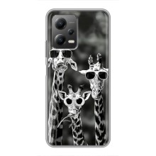 Силиконовый чехол с КАРТИНКАМИ лето для Xiaomi POCO X5 (5G) (AlphaPrint) (Жирафы в очках)