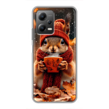 Печатный чехол «Зверята с кофе» для Xiaomi POCO X5 (5G) – Белка с кофе