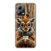 Печатный чехол «Зверята с кофе» для Xiaomi POCO X5 (5G) – Жираф с кофе