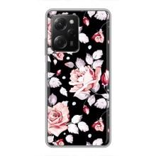 Чохли з квітами для Xiaomi POCO X5 Pro (5G) (VPrint) (Квіти на чорному)