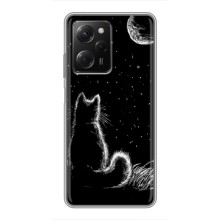 Чохол з принтом для Xiaomi POCO X5 Pro (5G) (AlphaPrint) Модні коти (Котик і місяць)