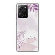 Чохол з квітковим принтом на Сяомі POCO X5 Pro (5G) (Фіолетове листя)