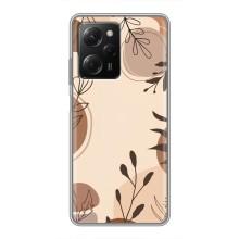 Чохол з квітковим принтом на Сяомі POCO X5 Pro (5G) (Коричневі квіти)