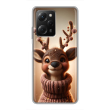 Яркий чехол для Xiaomi POCO X5 Pro (5G) с Зимними Оленятами – Олень в свитере