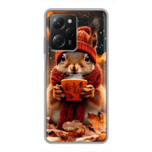 Печатный чехол «Зверята с кофе» для Xiaomi POCO X5 Pro (5G) – Белка с кофе