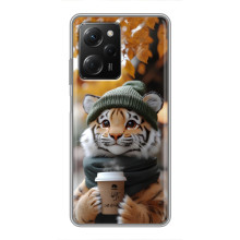 Печатный чехол «Зверята с кофе» для Xiaomi POCO X5 Pro (5G) – Тигр с кофе