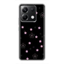 Чохол з розовим принтом для Xiaomi POCO X6 5G – Рожеві квіти на чорному