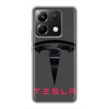 Силиконовый бампер с картинкой машины на Xiaomi POCO X6 5G (Logo TESLA)