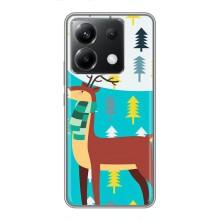 Силиконовый бампер с картинкой животных для Xiaomi POCO X6 5G (Олень с шарфом)