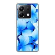 Силиконовый бампер с принтом (цветочки) на Поко Х6 (5G) (Синие цветы)